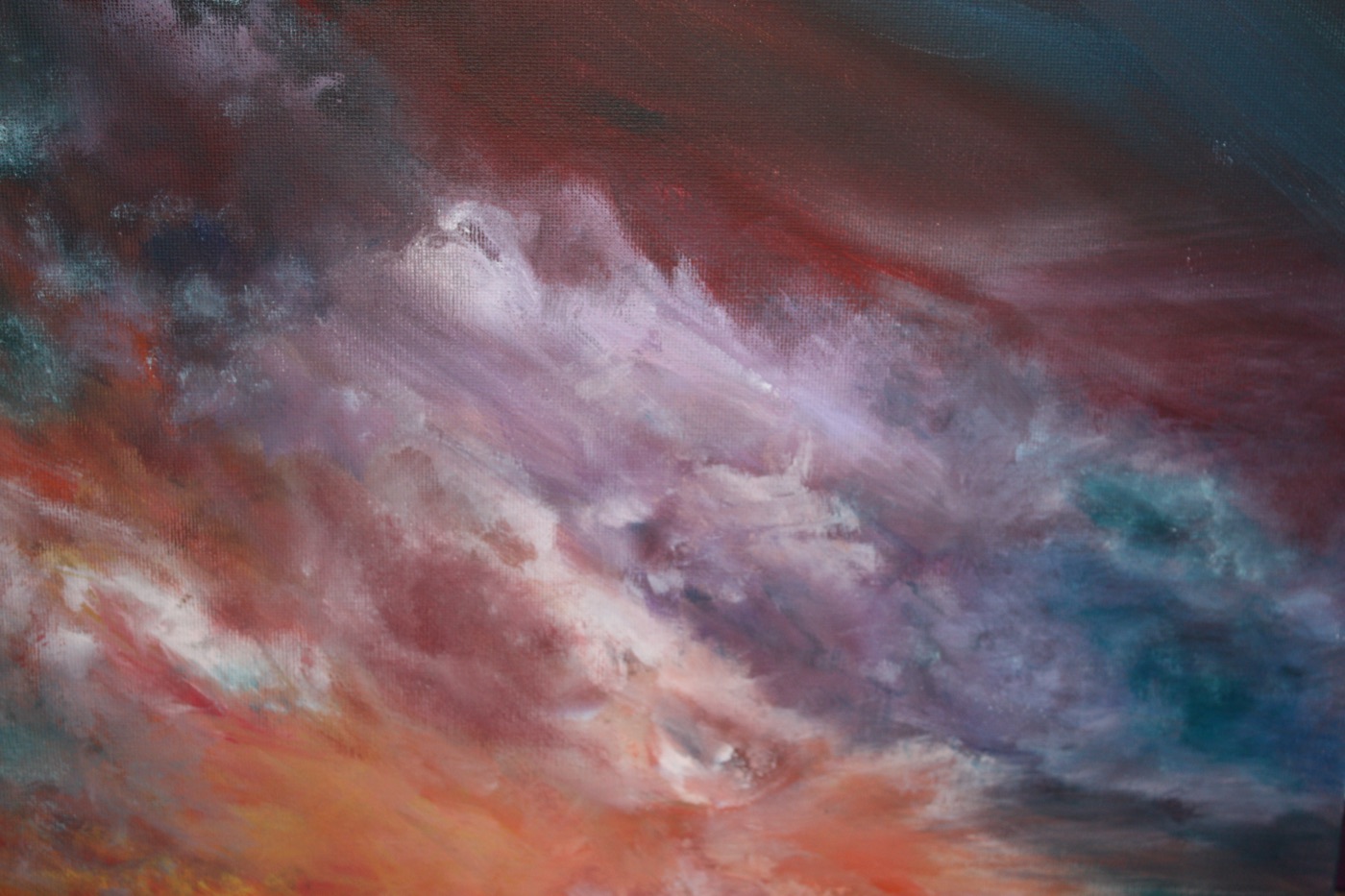 Diane Crenshaw's acrylic painting of a glowing desert sky over the Sonoran landscape